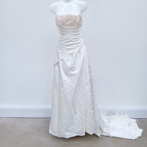 Maggie Sattero Couture Wedding Dress Size 14 Womens Ivory Embroidered RMF18-CAP