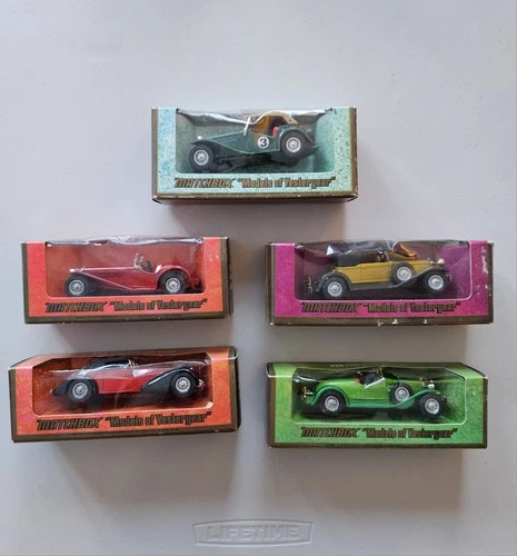 Vintage Matchbox Models of Yesteryear Lot of 5 Diecast Cars w Boxes