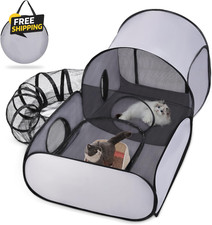 Pet Playpen with Surround Tunnel, Outdoor/Indoor Cat Playpen with Breathable