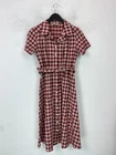 Banned Red Check Shirt Dress Short Sleeve Button Front Belted Pockets S