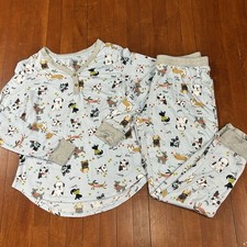 Cuddl Duds Womens Small Blue 2 Piece Pajama Set Long Sleeve Dogs Hearts