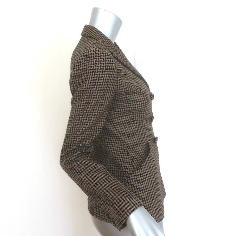 Christian Dior Houndstooth Double Breasted Bar Jacket Brown/Black Wool Size 38 image 5