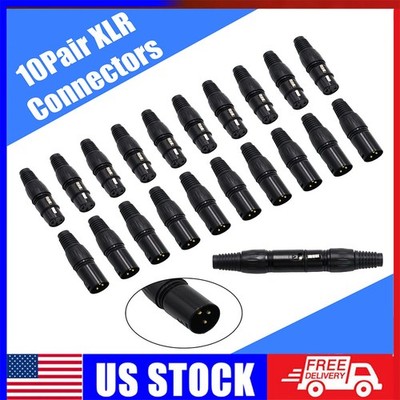 20Pcs XLR DMX 3 Pin Male&Female MIC Connector Plug Audio Microphone Connector US