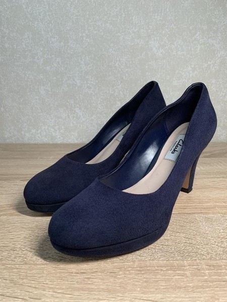 Women Clarks Heels Navy 38 #7B3M