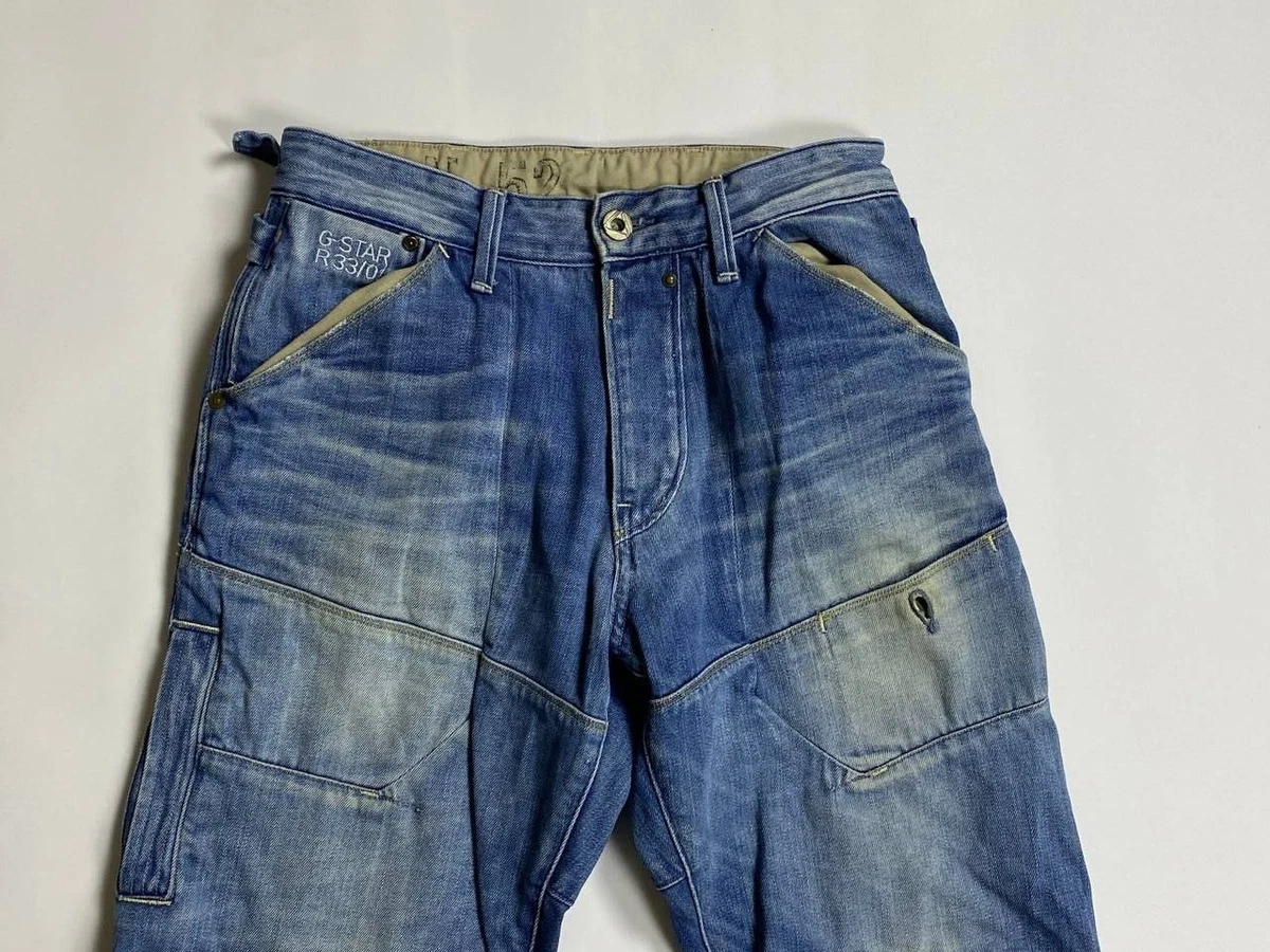 G STAR FIRE ELWOOD Wash Denim Baggy Biker Jeans W30 L32 Button Fly