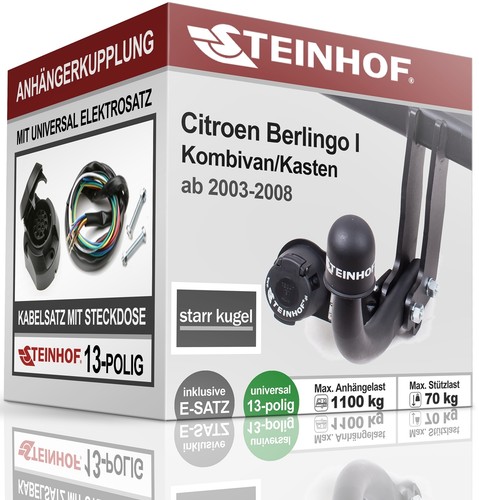 ANHÄNGERKUPPLUNG Für Citroen C3 II 10-16 Starr BRINK +13pol E-Satz ABE