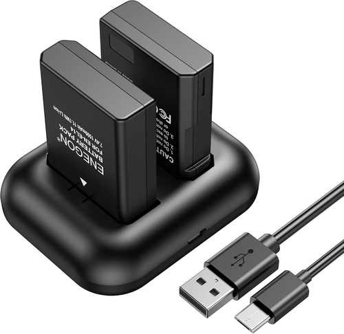 - Coppia Di Batterie Oltre Caricatore Rapido a 2 Slot per Nikon En-El14/En-El14A