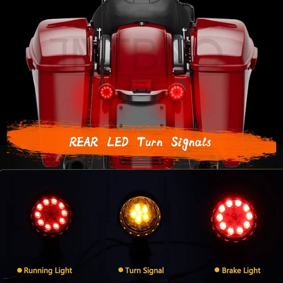 For Kawasaki Vulcan 1500 900 800 500 Motorcycle LED Blinker Turn Signal Lights - Image 4 of 4