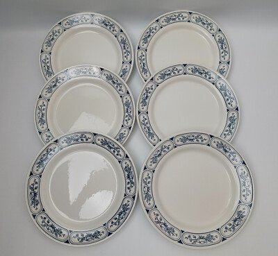 Nuova Fontebasso SpA 6 Italian Blue White Plates Terraglia Forto made in Italy