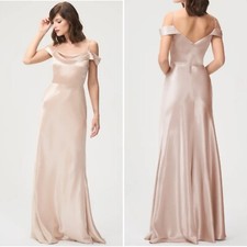 Jenny Yoo Women's 4 Rose Gold Serena Satin Formal Long Gown Bridesmaid Dress