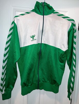Vintage Hummel Track Jacket Green White Size Small Men s 80s 90s Athletic Fit
