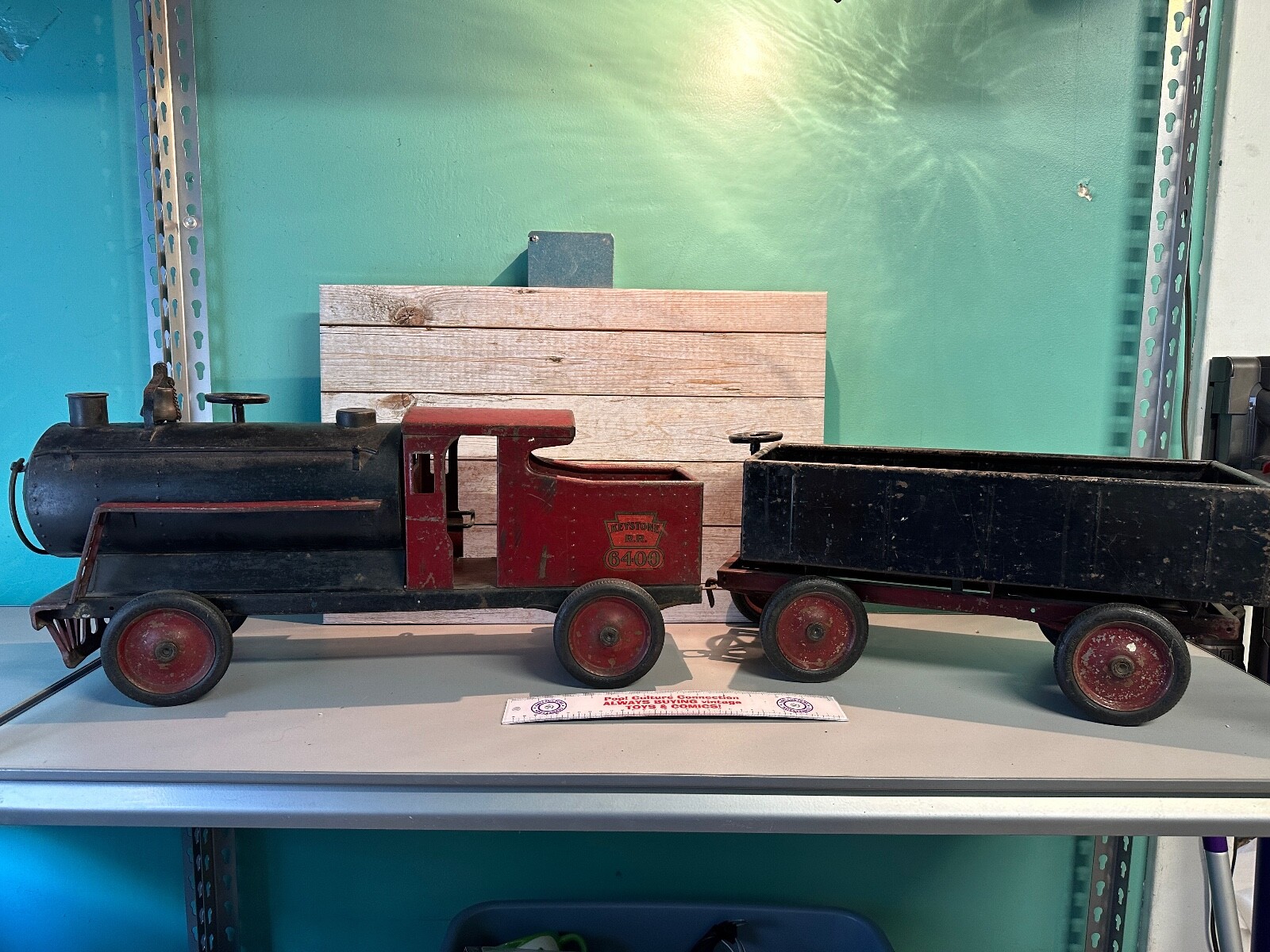 Antique 1930s Keystone Railroad 6400 Pressed Steel Ride On With The ...