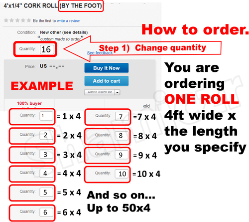 Cork for Bulletin Board 4' ft wide (BY THE FOOT) 1/4" 1 ROLL CHOOSE SIZE wall - Picture 3 of 7