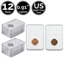 12 Pack 0.91 IN 23 mm Slab Coin Snap Holders For US Half Cent Two Cent