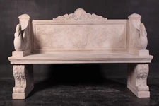 Giant Neoclassical Swan Garden Outdoor High Back Bench 64"W x 20"D x 42.5"H NEW