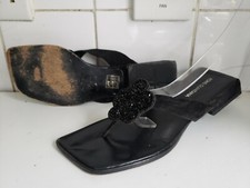 PONS QUINTANA DESIGNER UK 3 EU 36 WOMENS FLAT SUMMER STRAP BLACK LEATHER SANDALS