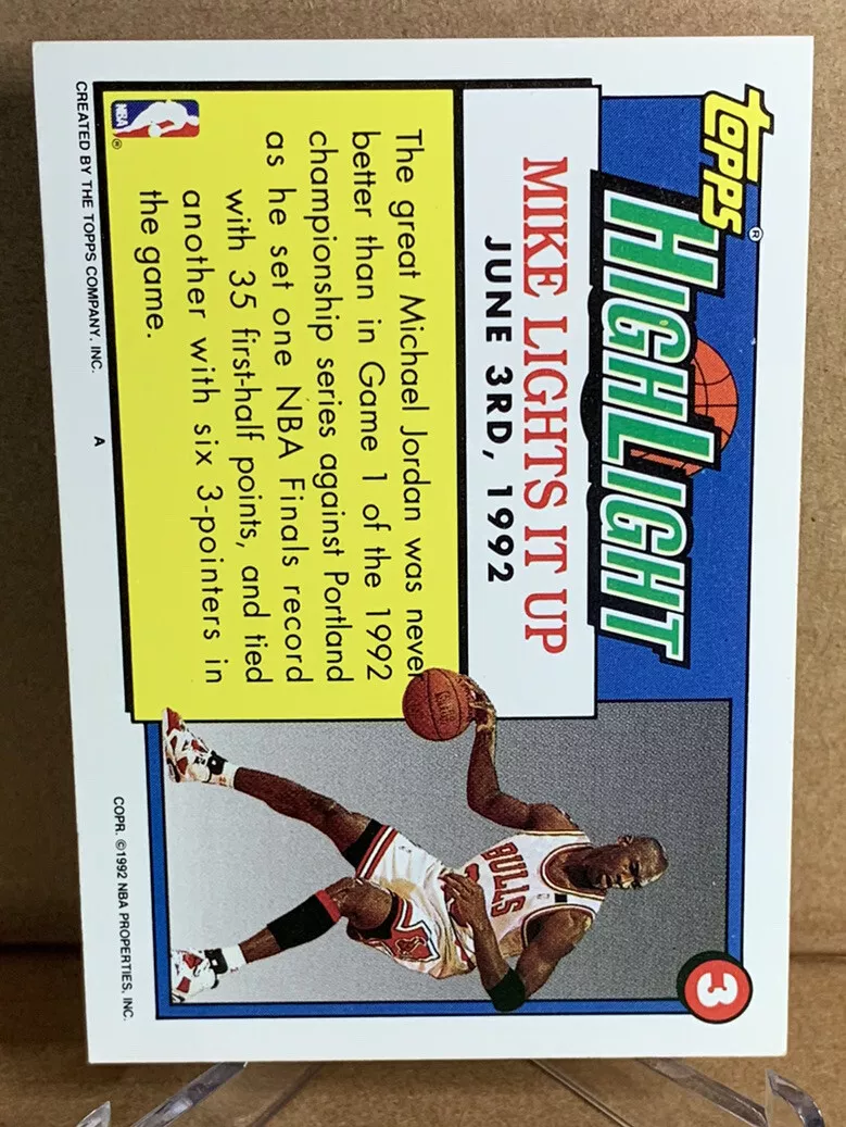 Michael Jordan Topps 1991 1992 Highlight June 3rd 1992 Card 3
