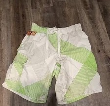 NEW Arizona Size Large Waist 30 Mens Swim Trunks Shorts Drawstring green ,whit