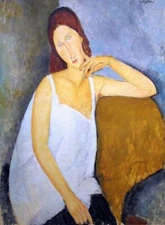 Oil painting abstract young woman lady Jeanne-Hébuterne-Amedeo-Modigliani canvas