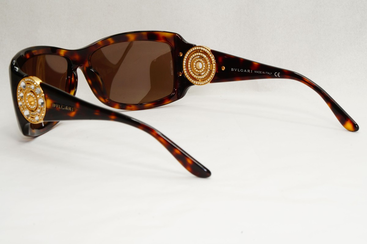 Bvlgari Sunglasses Crystal Brown Tortoiseshell Square 8007-B