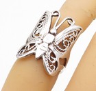 925 Sterling Silver Shiny Twist Detail Butterfly Motif Band Ring Sz 6 RG3803 — photo 1