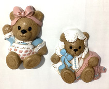 Vintage Burwood Bears Nursery Decor 2pc Wall Decor Set Made in USA