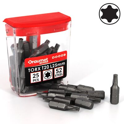 25 TORX Bits aus S2 Stahl T10 T15 T20 T25 T30 T40 Schraubendreher Bit Satz Pack