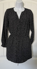 Banana Republic Womens Small (4) Black/White Polka Dot Long Sleeve Short Dress