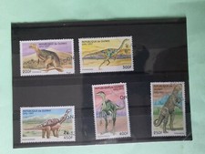 5 Timbres de la République de Guinée oblitérés Animaux Préhistorique