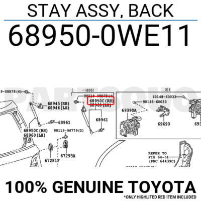 アップシフト その2 689500WE11 Genuine Toyota STAY ASSY, BACK 68950-0WE11 | eBay