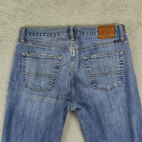 Lucky Brand Jeans 34x32 Blue 221 Strait Denim Distressed Give Pocket Design Euc - Picture 15 of 20