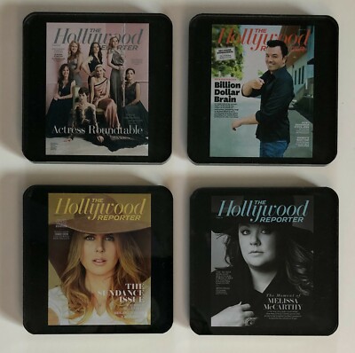 TWO SETS of 4 - Hollywood Reporter Magazine Covers - Coasters RARE promo NEW