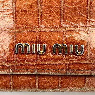 Miu Miu Long Wallet Crocodile Embossed Enamel Flap long wallet