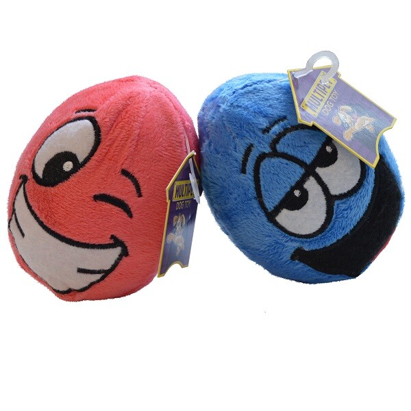 Happy Pet Egg Noggins Dog Toy Puppy Squeaky Funny Face Large Plush