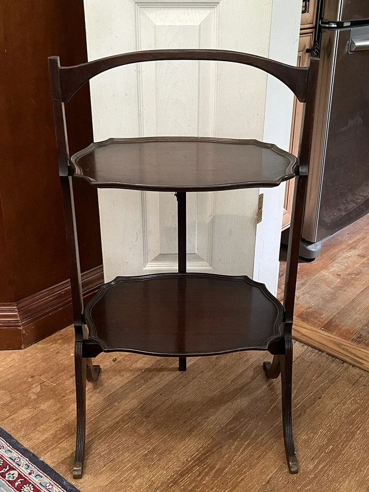 RARO DE COLECCIÓN Ferguson Bros Caoba Plegable Dos Niveles Bandeja Abatible Mesa de Mayordomo 7762 Foto 2 de 4