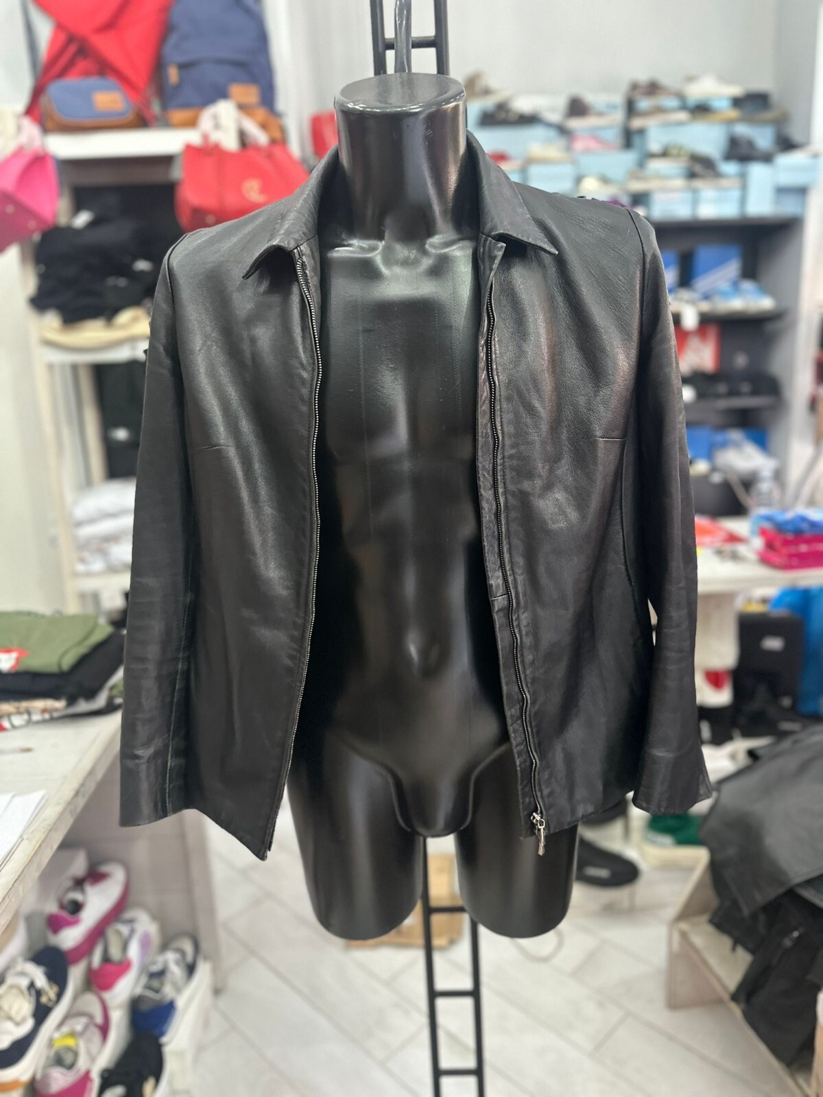 Douglas Skin Leather Jacket Used Men's Size 44 Black LLV534