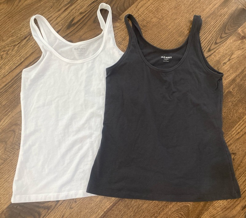 Old Navy Size Small Women's White Gray First-Layer Tank Top Lot of 2 - 037