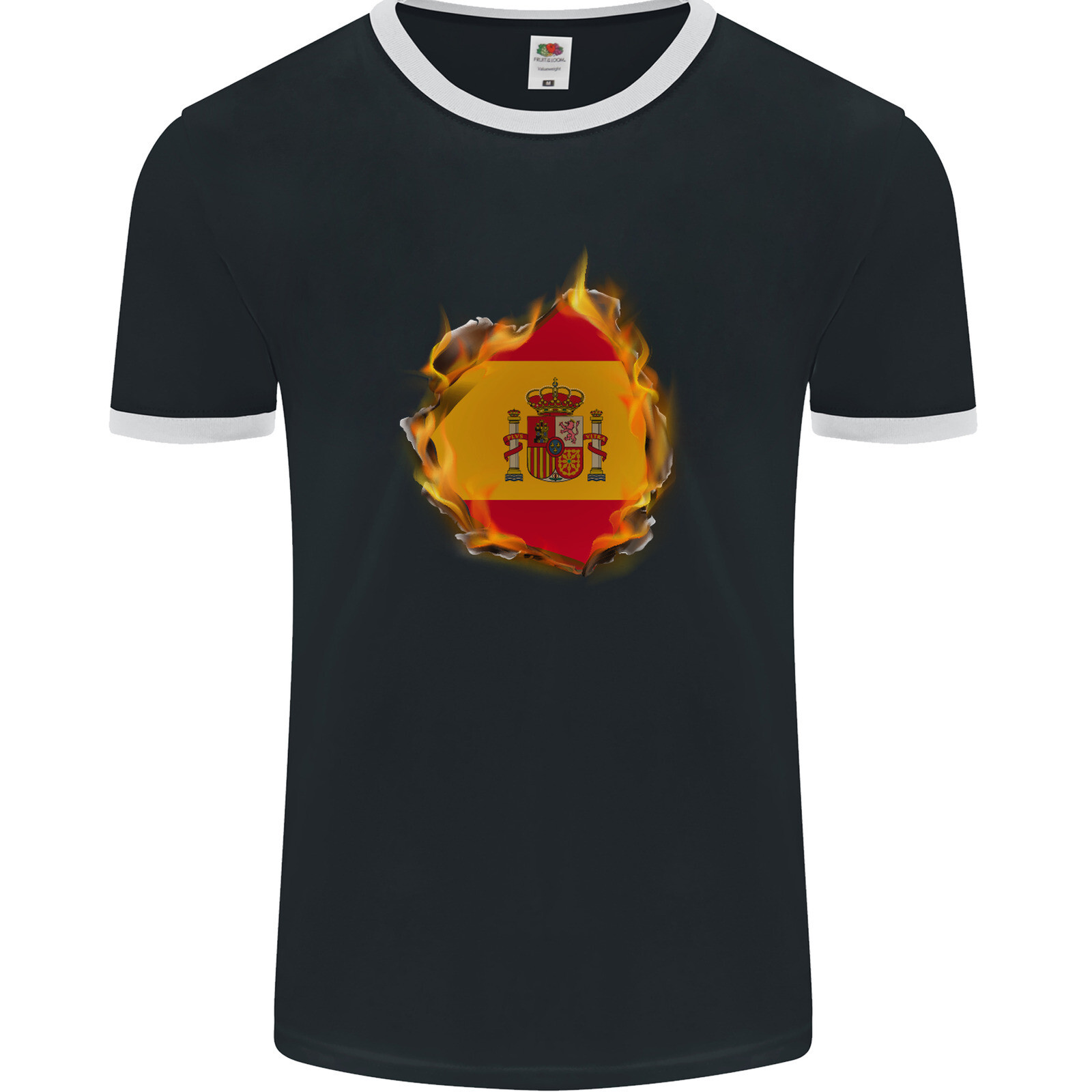 La Camiseta Ringer Para Hombre Con Efecto De Fuego De La Bandera Española FotL