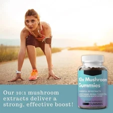 Organic Mushroom Gummies 10:1 Powerful Extracts Chaga Turkey Tail Lions Mane