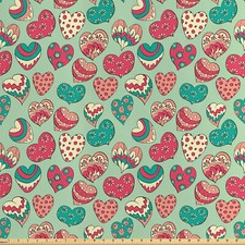 Herzen Satin Stoff als Meterware Bunte Liebe Prost