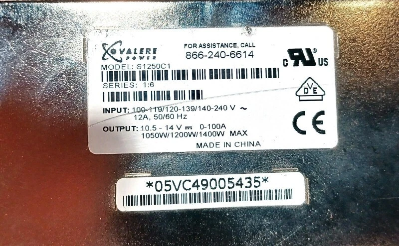 SPIRENT Communications Eltek Valere S1250C1-VV 100-240V 15A Power Supply - Image 3 of 3