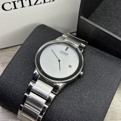 Citizen Eco Drive Axiom Grey Dial Stainless Steel Date Men's Watch