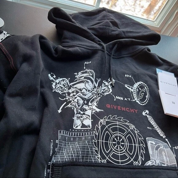 Felpa con cappuccio oversize Givenchy nuova con etichette stampa grafica cotone collezione primavera estate 2021