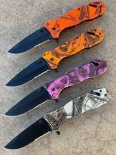 (WHOLESALE LOT x 12) ElitEdge Colored Camo Spring Assisted Pocket Knife -A89CA