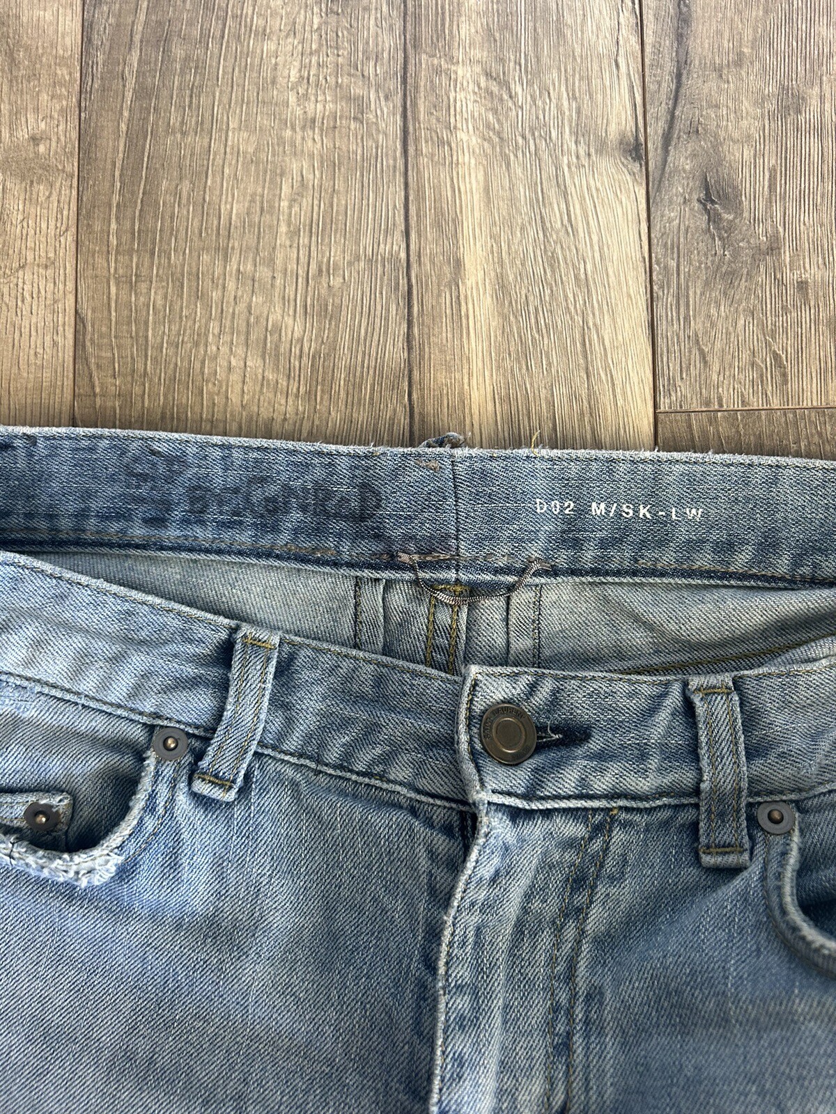 Jeans skinny Saint Laurent uno di uno uomo strappato taglia 32 lavaggio leggero invecchiato