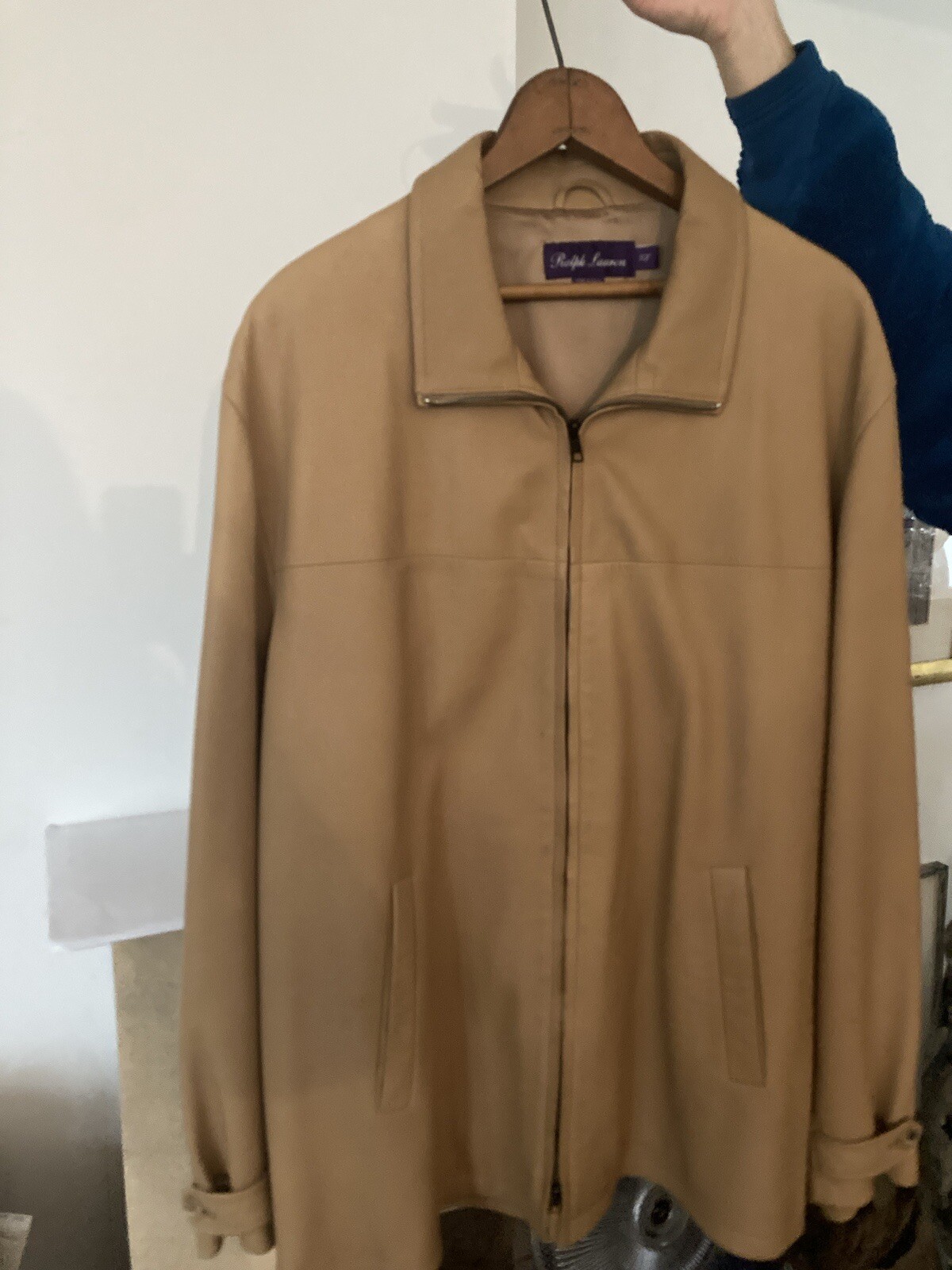 Ralph Lauren Purple Lable Lamb Skin Jacket Camel Zip Rich Really Nice!