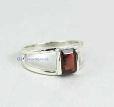 Natural Garnet Gemstone with 925 Sterling Silver Ring  for Men's #3231