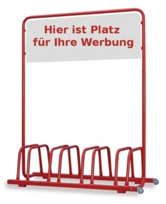 NISCHENMARKT 4er massiver Fahrradständer mit Rollen Werbeschild / Werbetafel / Werbefläche