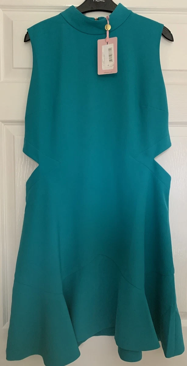 Ted Baker Ladies Turquoise Cut Out Fluted Shift Dress Size 4 eBay