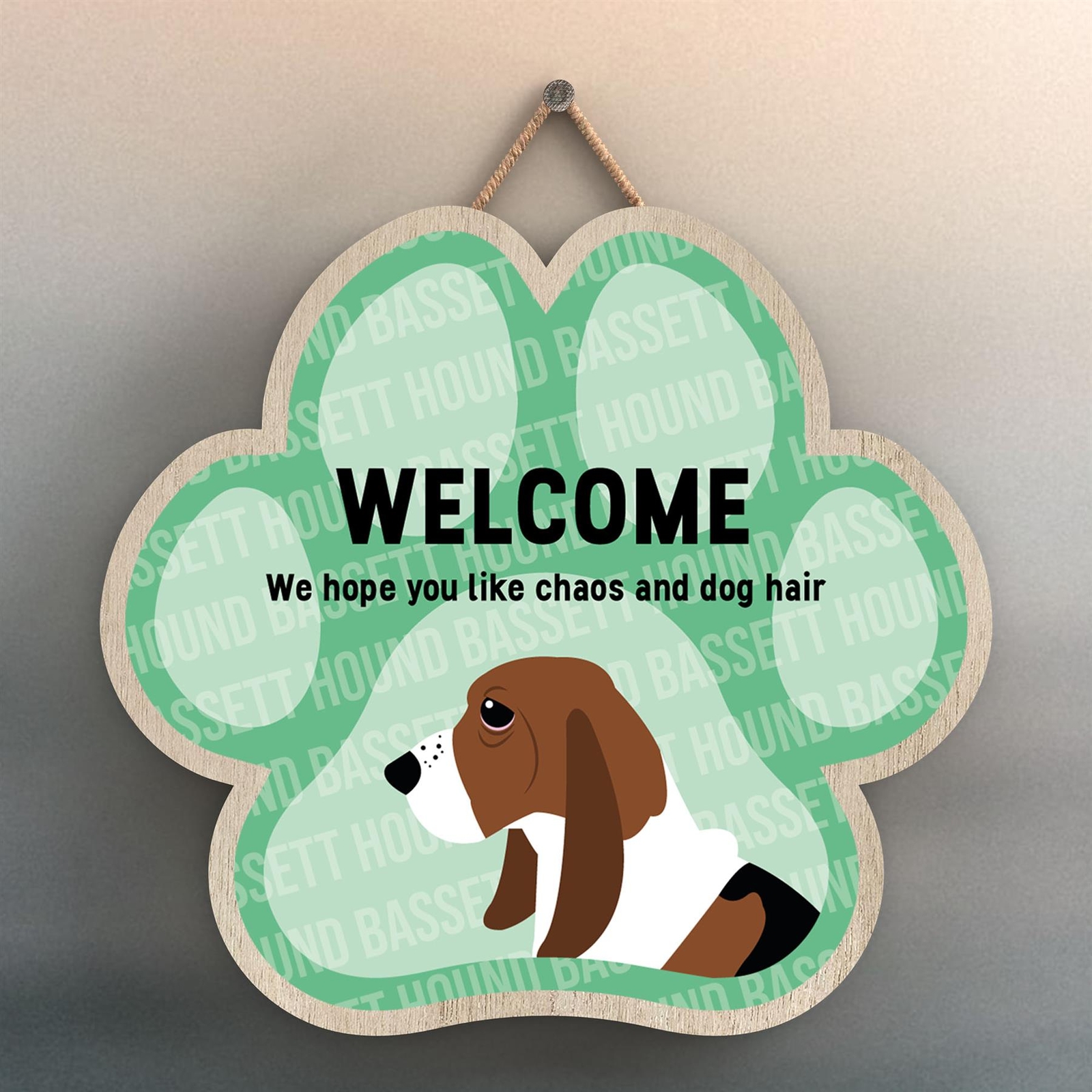Basset Hound Welcome Chaos And Dog Hair Katie Pearson Artworks Pawprint Plaque